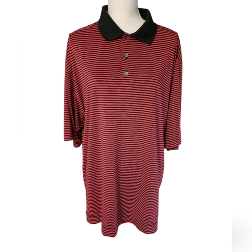 FootJoy red/black stripe prodry lisle island polo Size XL‎